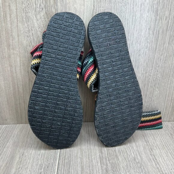Sanuk Yoga Sling Thong Sandals Women 6 Stretch Slingback Tribal Print Multicolor - Picture 9 of 10